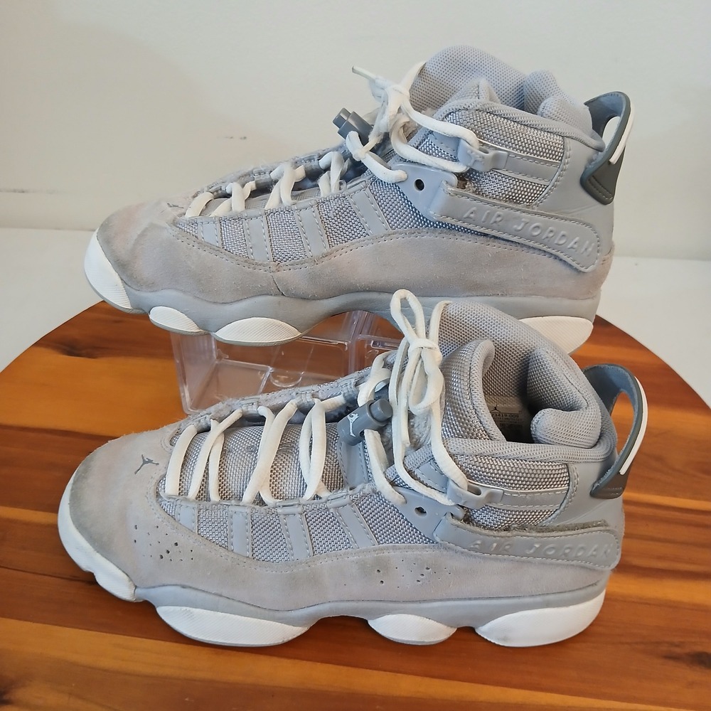 Nike Air Jordan 6 Rings Kids 6Y Wolf Grey Basketball Shoes Sneakers 323419-009